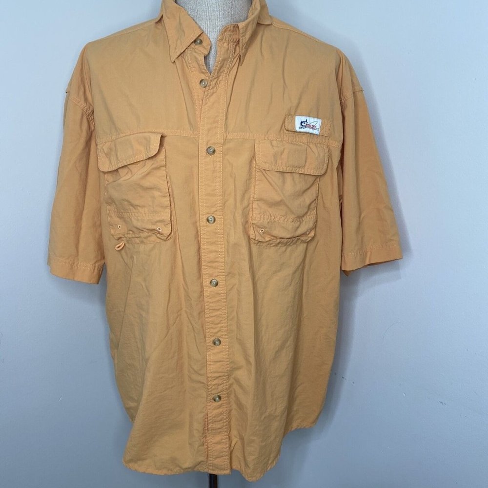 World Wide Sportsman Men's Vented Fishing Shirt Sz 2XL Peach Orange Short Sleeve